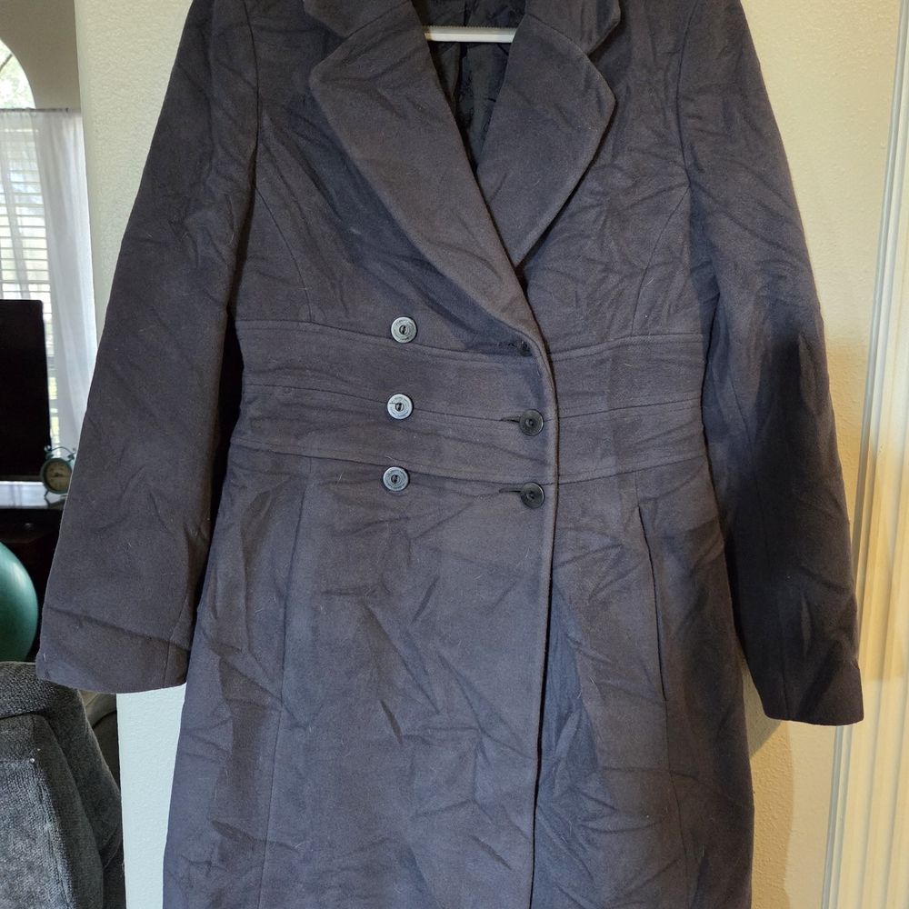 Rare Albert Nipon Women's Dark Blue-Gray Wool/poly blend Tailored Coat Size 4